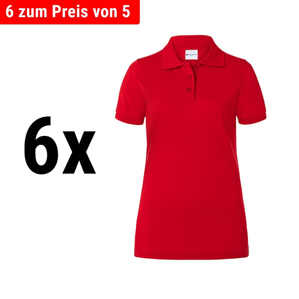 (6 pieces) Karlowsky - Ladies Workwear Poloshirt Basic - Red - Size: S