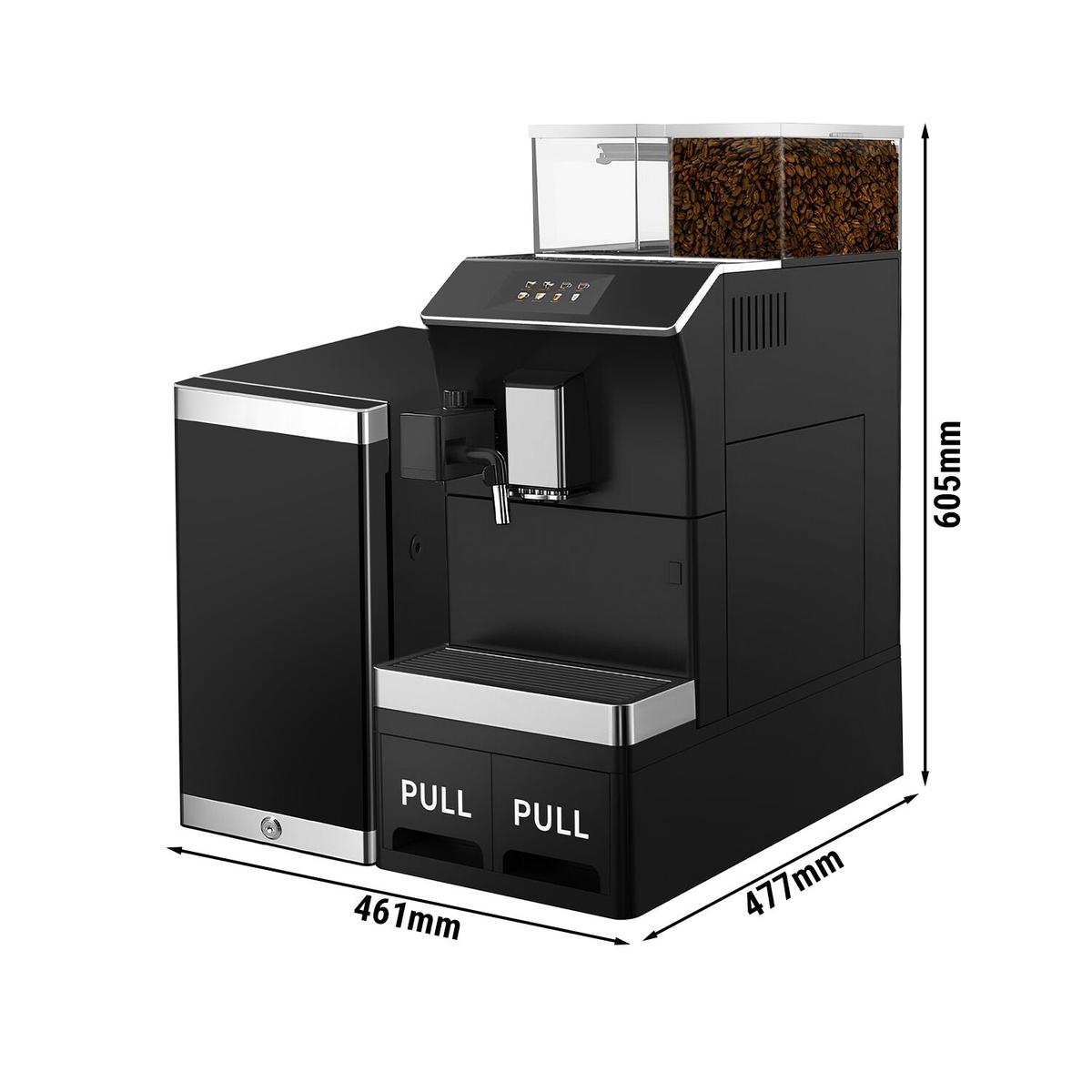 Plně automatický kávovar - 1,3 kW - 5palcový dotykový displej - vč. ledničky na mléko