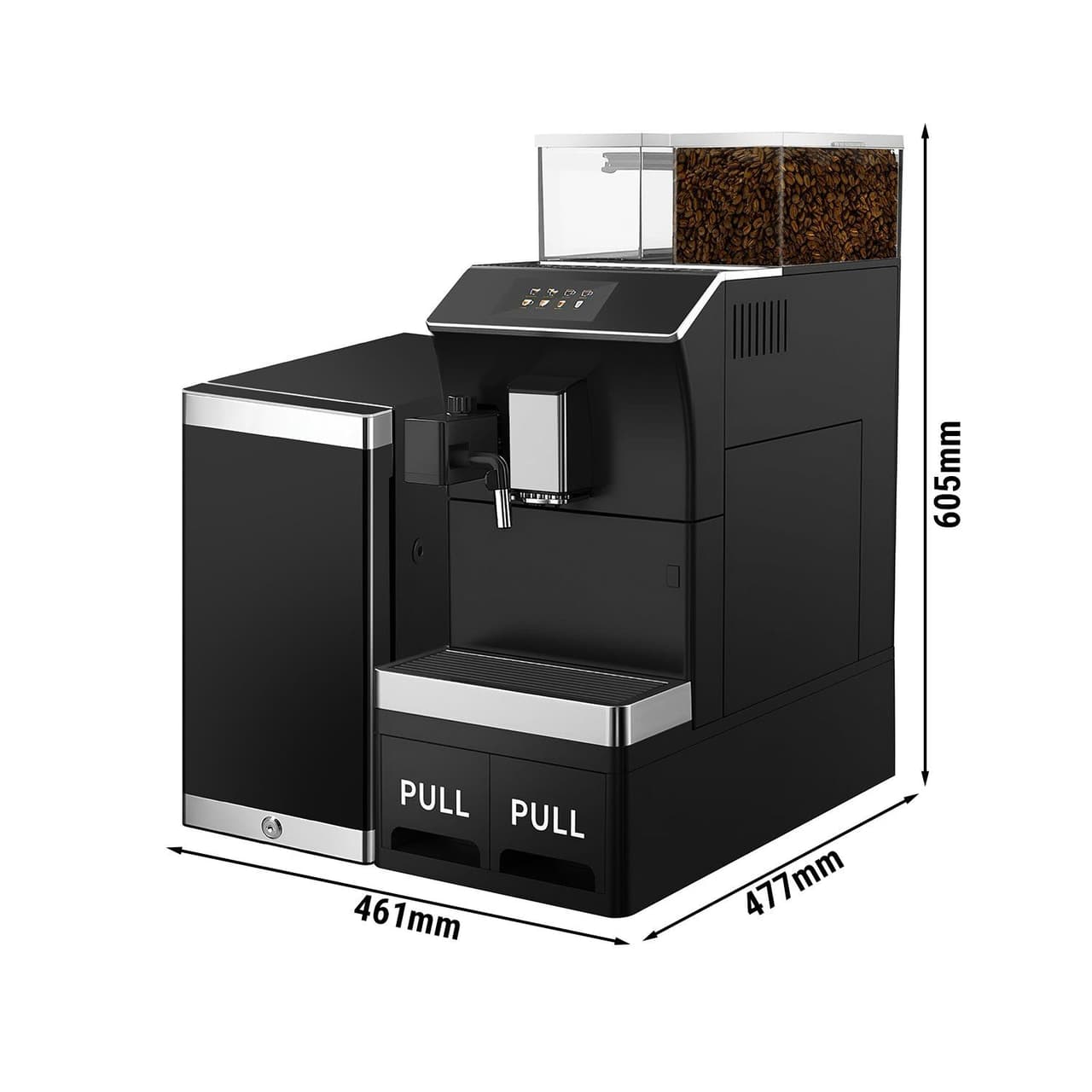 Kaffeevollautomat - 1,3 kW - 5 Zoll Touchscreen - inkl. Milchkühlschrank