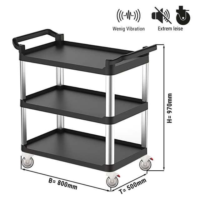 Servierwagen aus Kunststoff - 800x500mm - mit 3 Abstellflächen