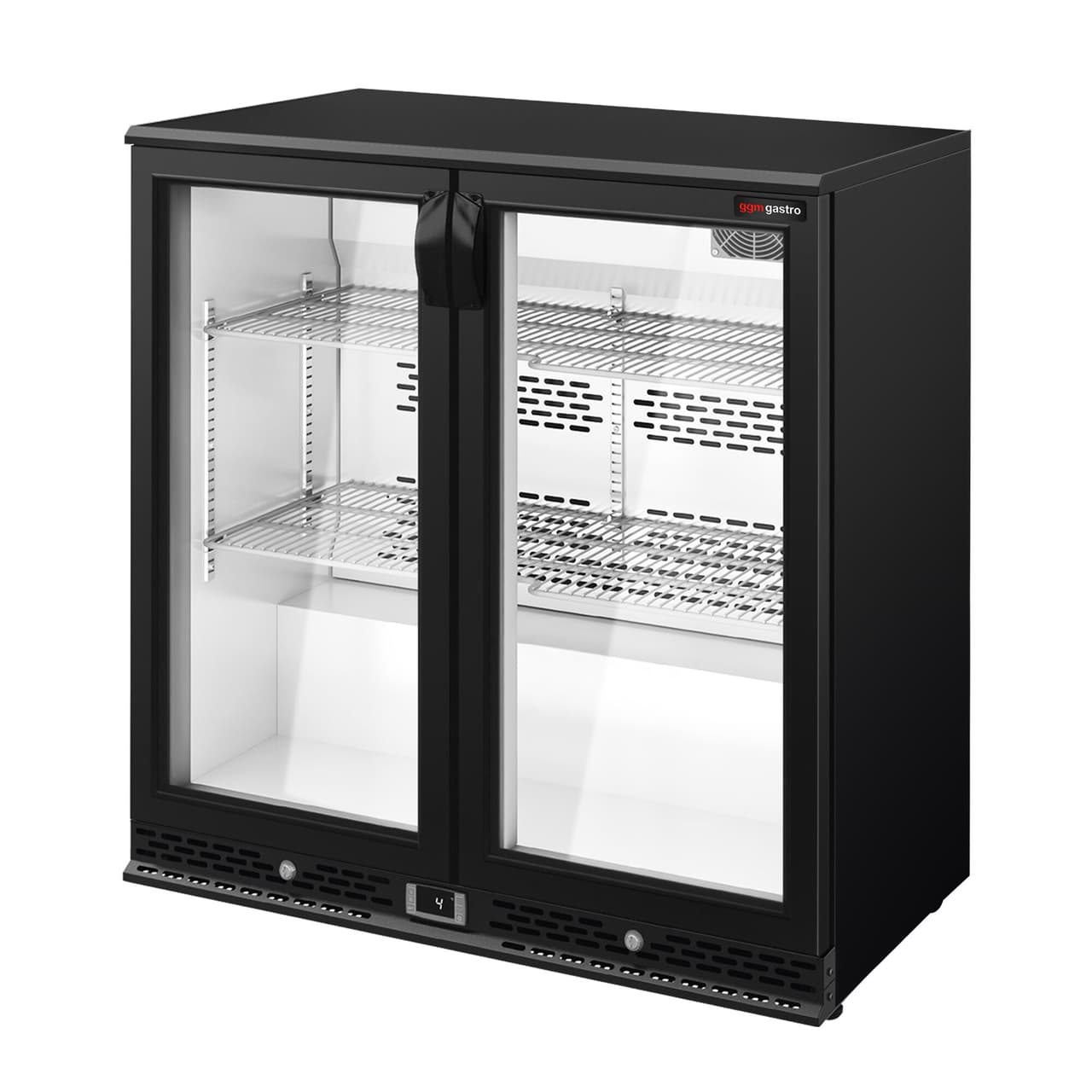 Barkühlschrank - 900mm - 220 Liter - mit 2 Glasflügeltüren - Schwarz