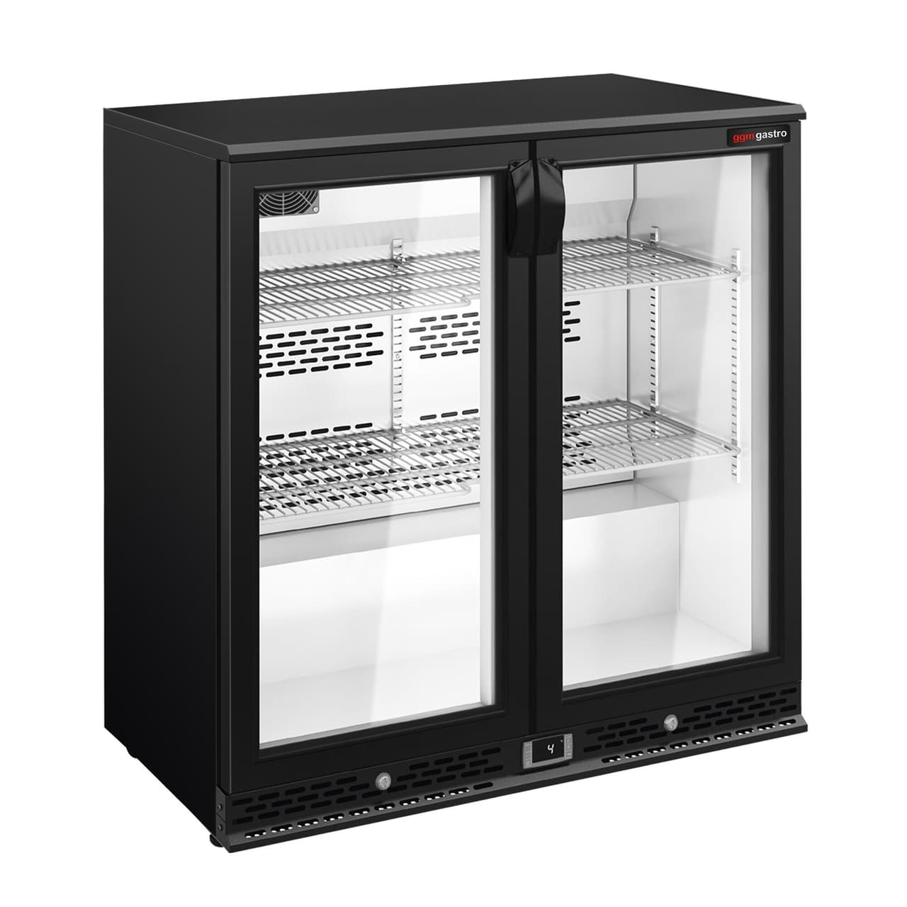 Barkühlschrank - 900mm - 220 Liter - mit 2 Glasflügeltüren - Schwarz