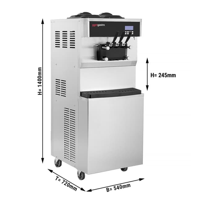 Softeismaschine - 26-30 Liter/h - 2,1 kW - für 3 Sorten