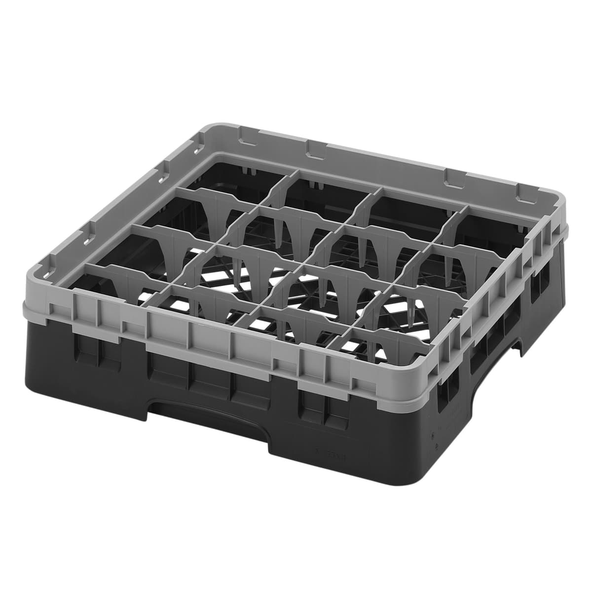 CAMBRO | CAMRACK® - Koš na sklo 1/1 s 1 nástavcem - 500x500mm - 16 přihrádek - černý