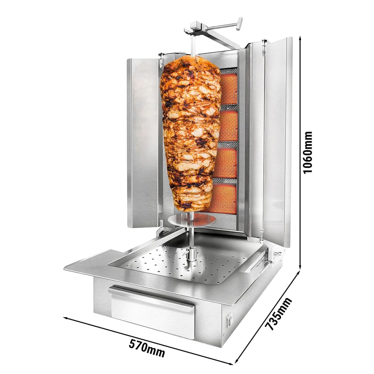 Gril na gyros/kebab - 4 hořáky - max. 60 kg